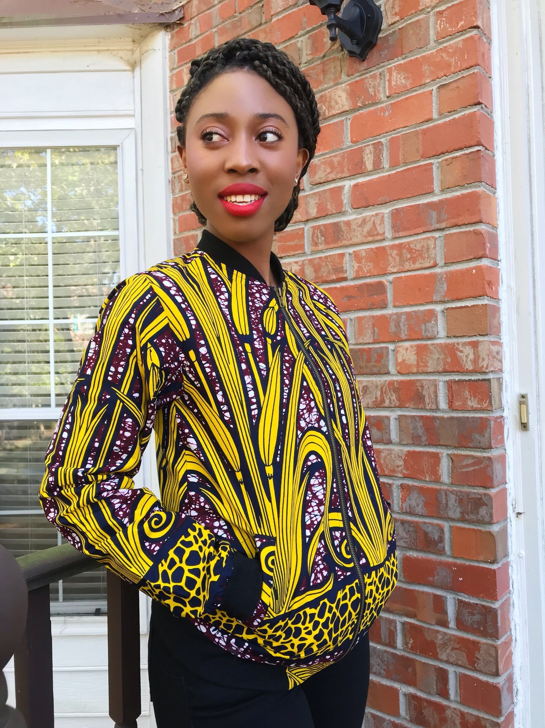 African Print Women's Bomber Jacket / Ankara Bomber Jacket / African Yellow Jacket