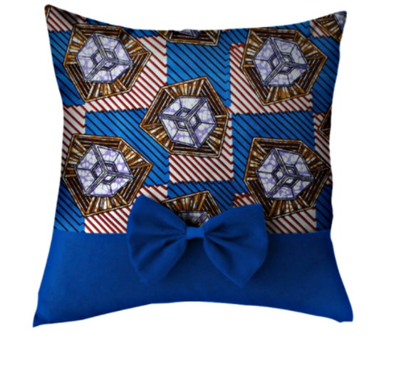 African Print Pillows Covers With Bow Ankara Pillows Covers Etsy
