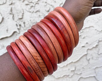 Lot de 5 bracelets joncs en bois africains / Bracelets en bois / joncs en bois faits main / Bijoux en bois