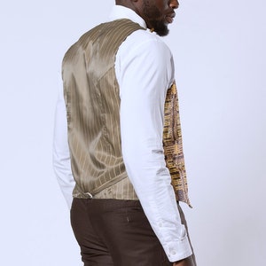 African Print men suit vest / kente fit vest / African print suit / african fashion men wear / Men african print blazer Brown jacket only image 4