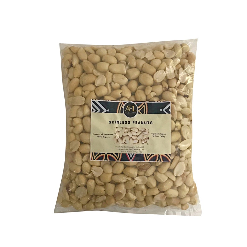 Pulped raw peanuts / Arachide pour sauce blanche et Ndole / Skinless peanuts 1 lb image 1