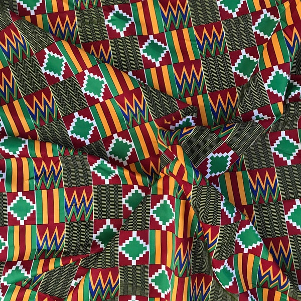 Kente Satin Silk African print fabric / Silk african fabric / Satin African print fabric / Fabric by the yard