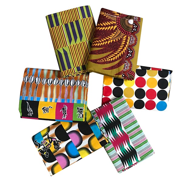 6 Fat quarter bundle of THESE polyester fabrics / African fabric/ 6 Quarter pieces African print fabric/ Quart de yard tissu africain