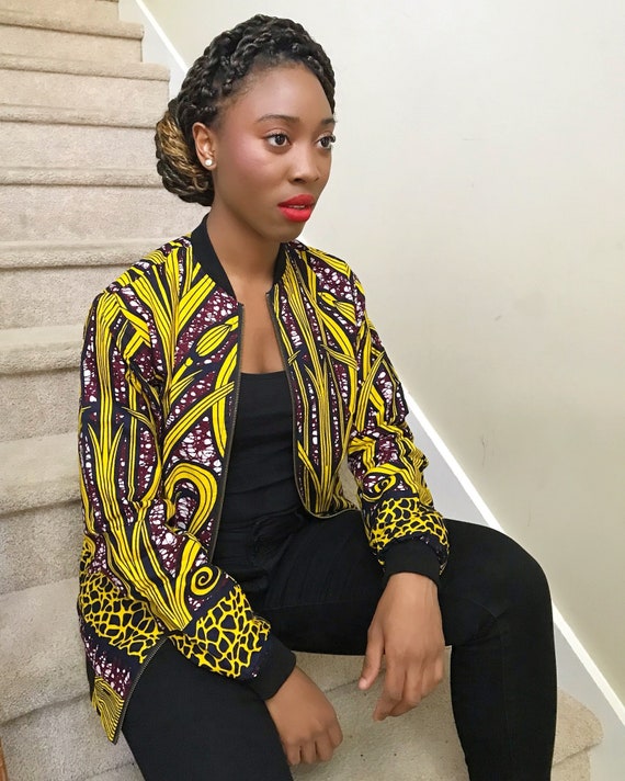 ladies patterned bomber jacket
