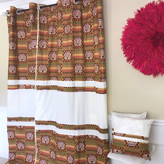 African Print Curtains Double Sided Grommet Top African Print Curtains, African Print Curtains