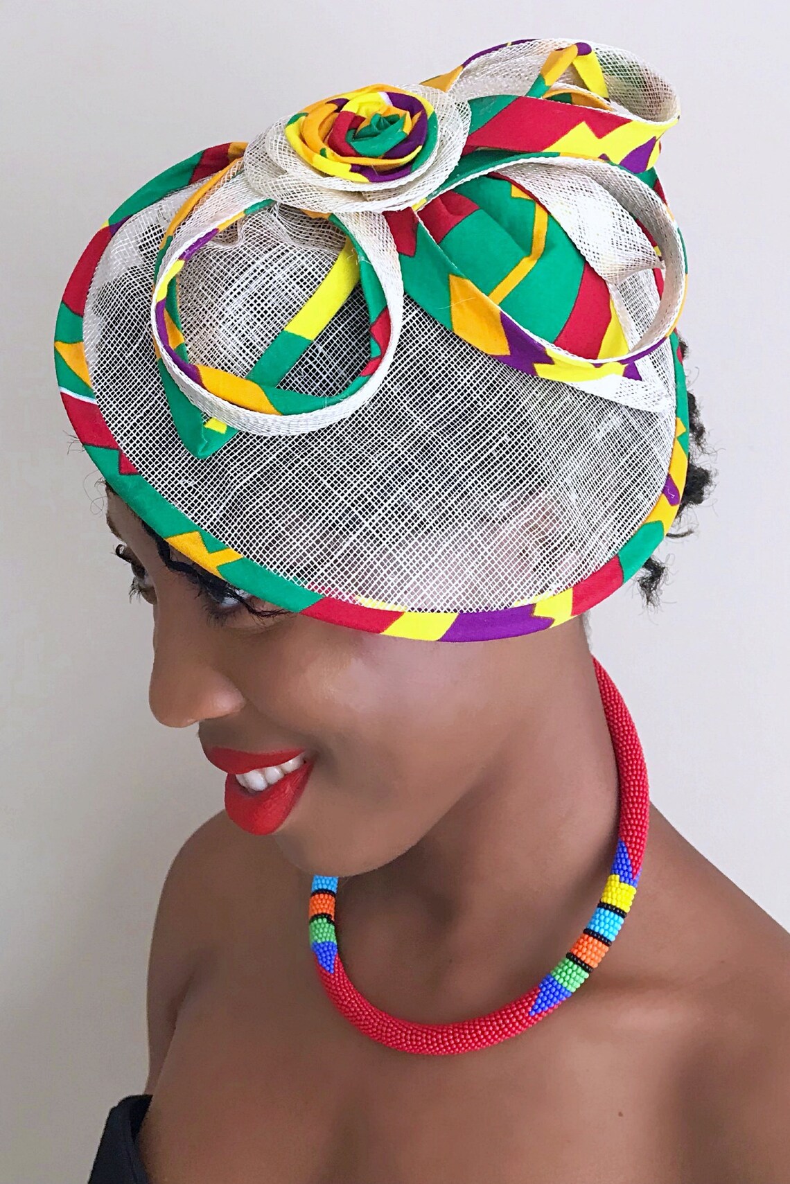African print fascinator / african headwear / Ankara Etsy