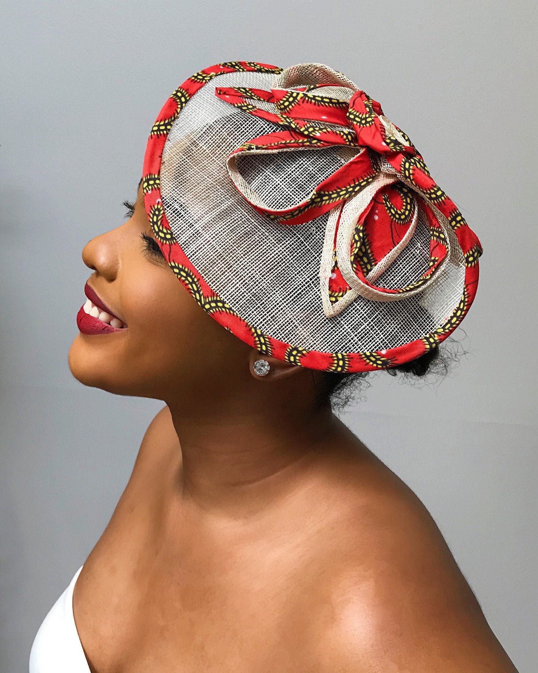 African print fascinator / african headwear / Ankara Etsy