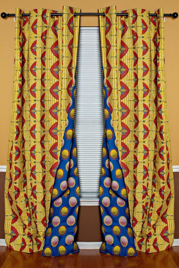 African print curtains /African Print Double Sided Grommet Top Etsy