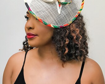 cocktail hoed Apostrof vorm Fascinator Afrikaanse stof Fascinator Accessoires Hoeden & petten Fascinators & Minihoedjes speciale gelegenheid hoofddeksel 