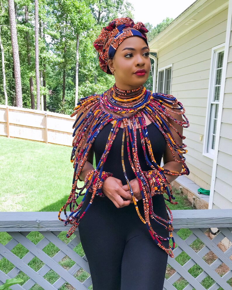 African Multi Strands Statement Necklace / Ankara Rope Etsy