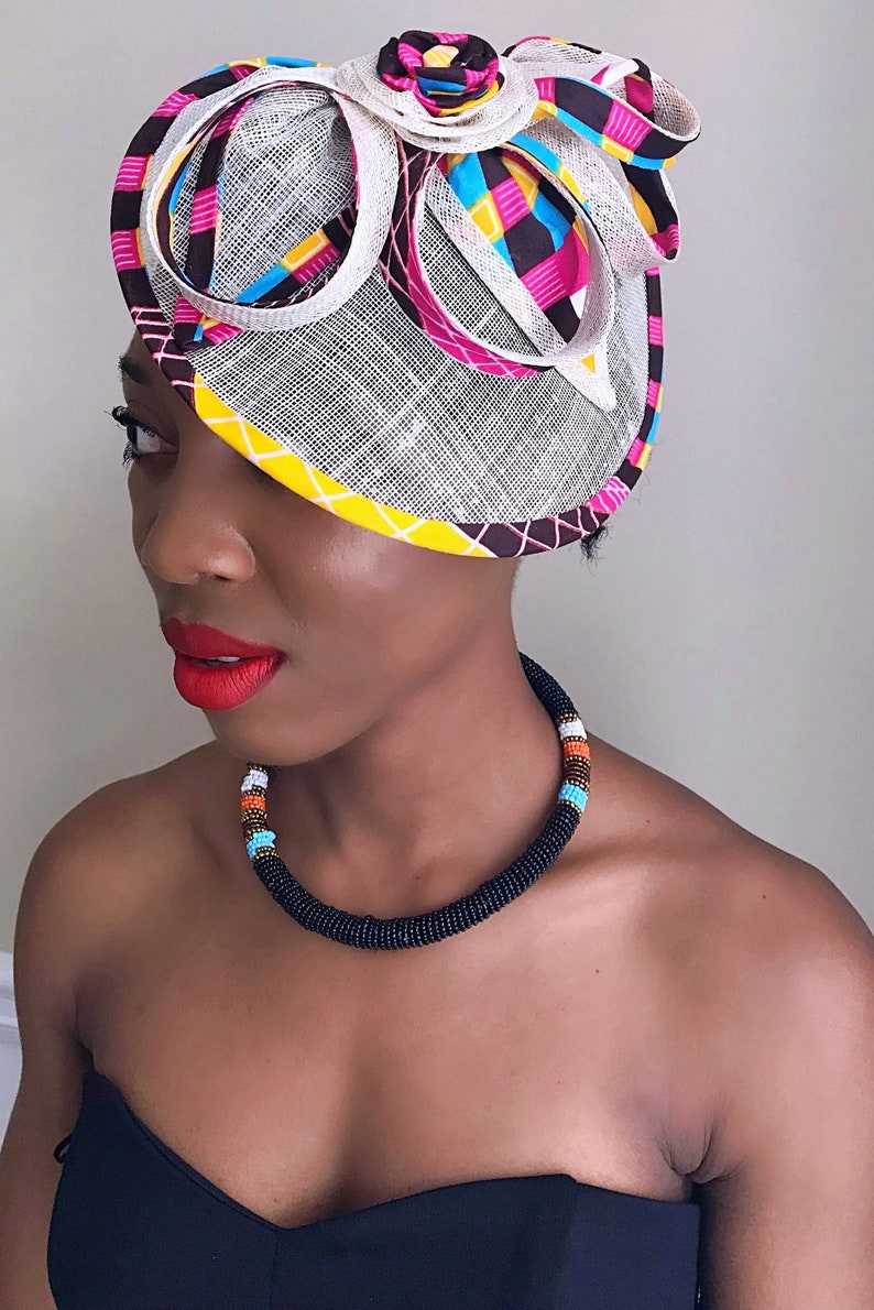 African print fascinator / african headwear / Ankara Etsy