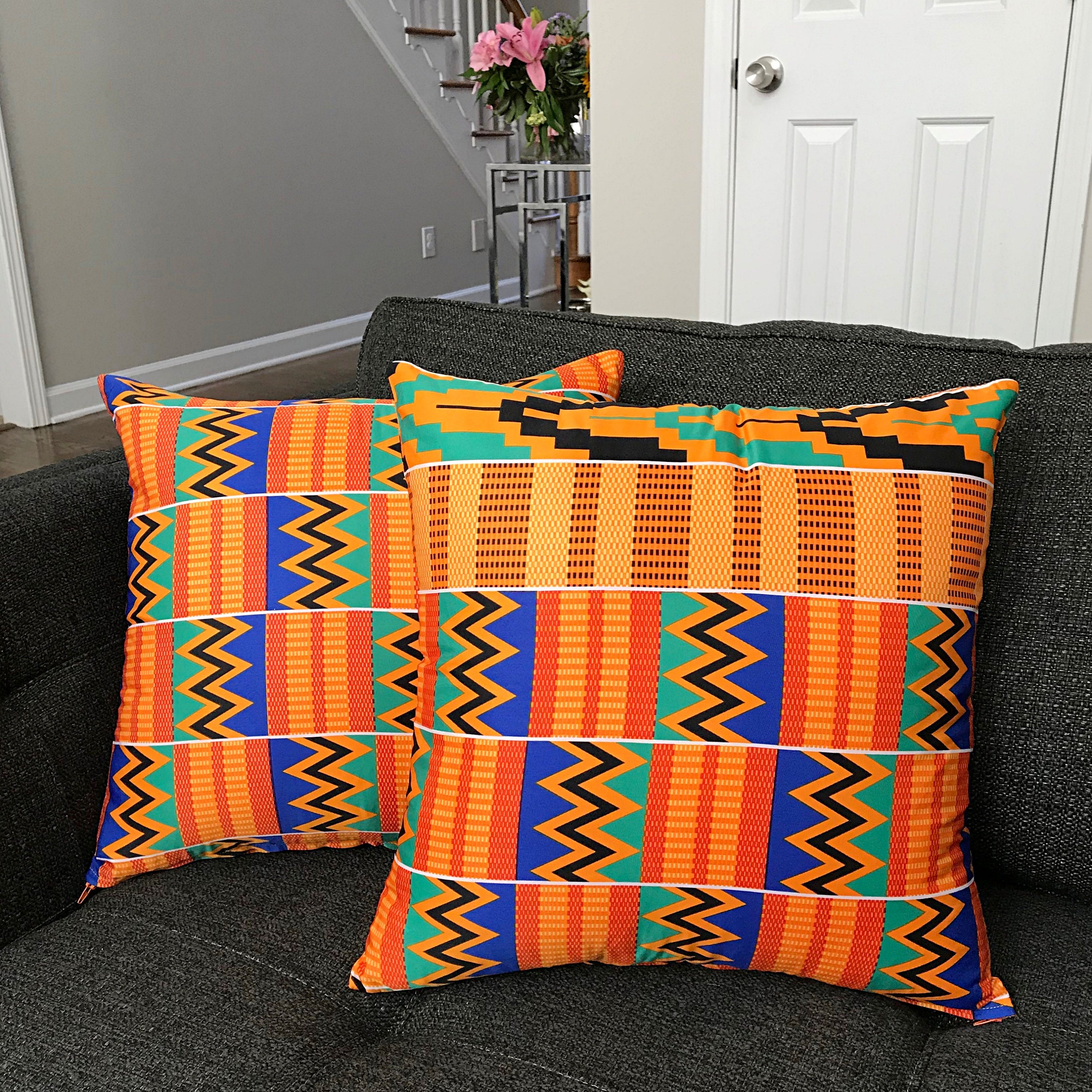 Kente Satin African Print Pillows Covers / Ankara Pillows Etsy