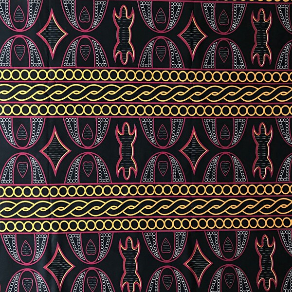 Tissu Wax Africain Ndop/Toghu Du Cameroun - Coupon Orange 1.8m X Largeur 117-150cm - Polycoton