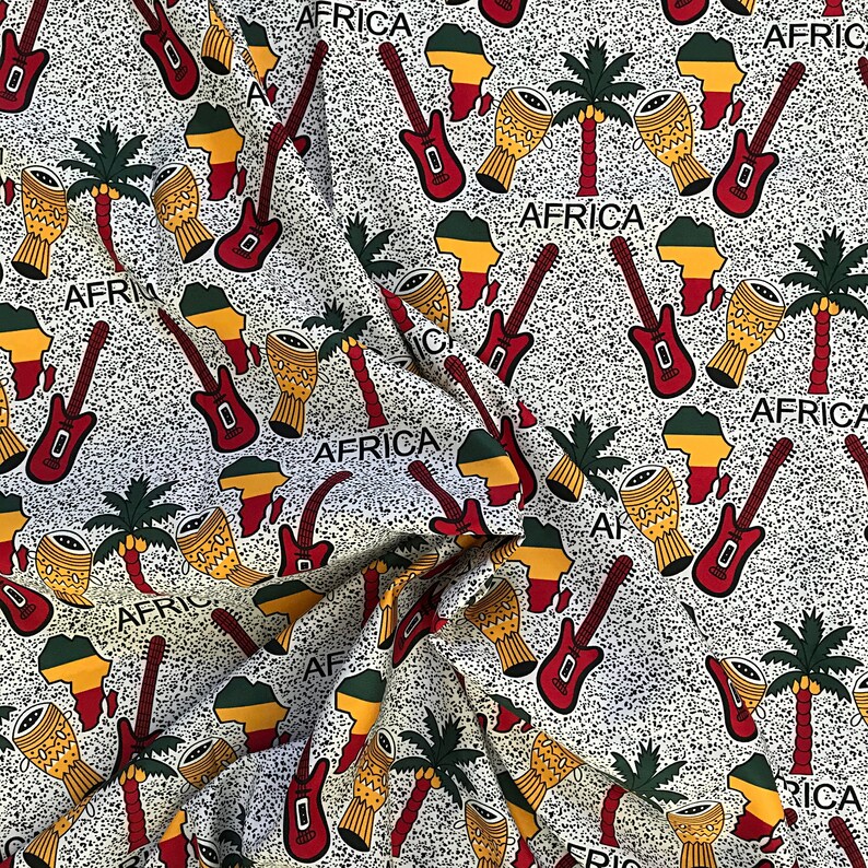 Jamaica theme Silk African print fabric / Silk african fabric Etsy