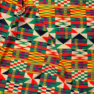 African Kente ribbon stripes of red, black, green and yellow printed on  7/8 white grosgrain, 10 yards