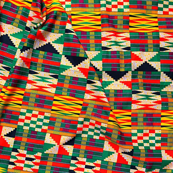 Kente Satin Silk African print fabric / Silk african fabric / Satin African print fabric / Fabric by the yard