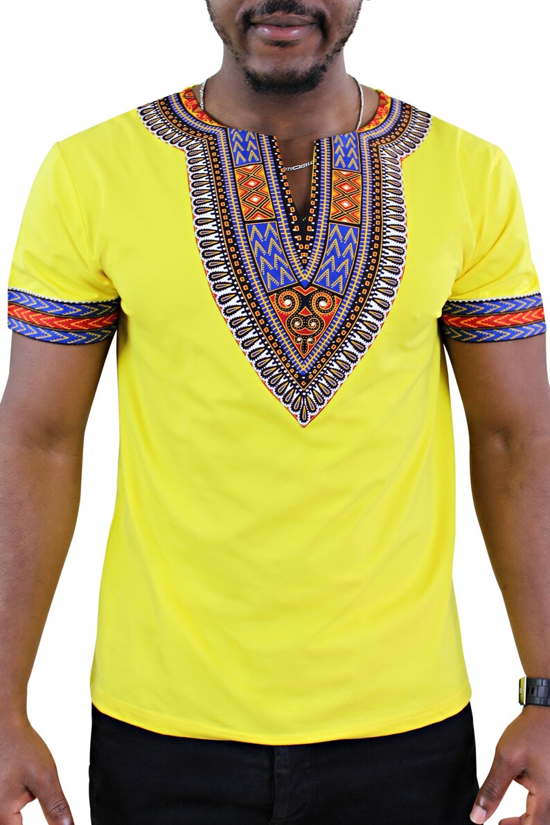 African Dashiki Shirt / Dashiki men T-shirt Yellow/ Dashiki | Etsy