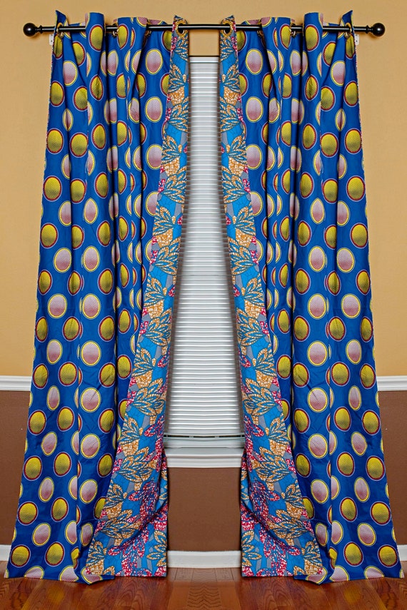 African Print Curtains African Print Double Sided Grommet Top Etsy