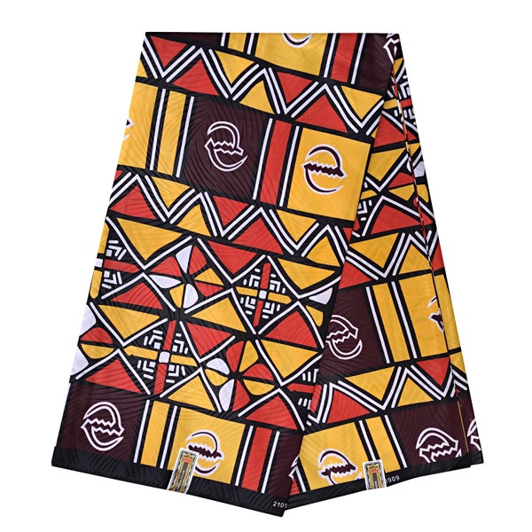 African fabric by the yard / African print fabric/ Adinkra symbols wax print fabric / Ankara / tissu pagne africain / gye nyame fabric