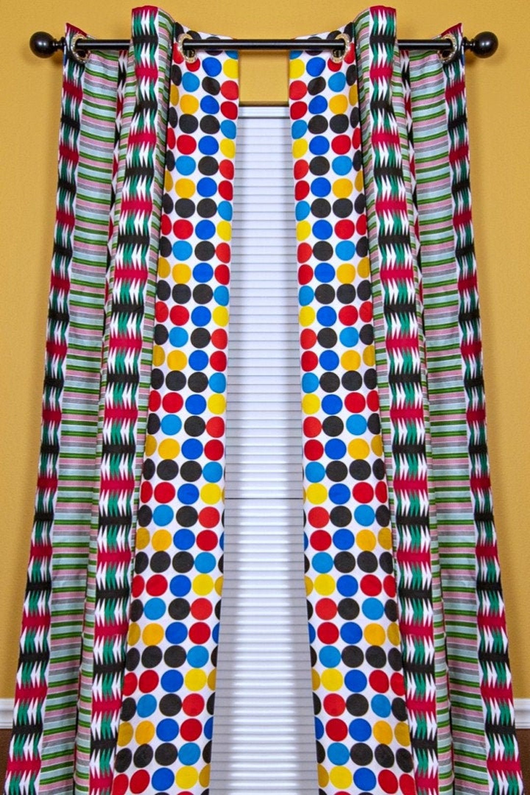 African Curtains /african Print Double Sided Reversible Grommet Top