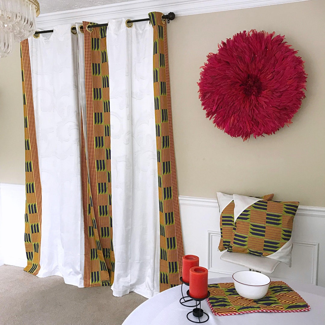 African Print Curtains /african Print Kente Grommet Curtains / Ethnic