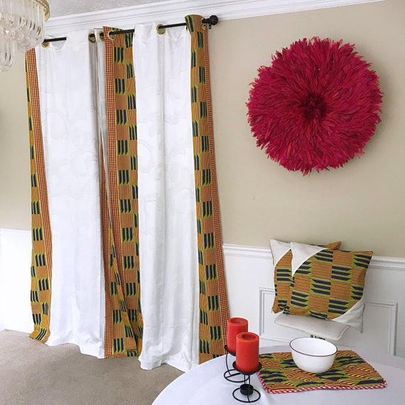 African Print Curtains African Print Kente Grommet Curtains Etsy