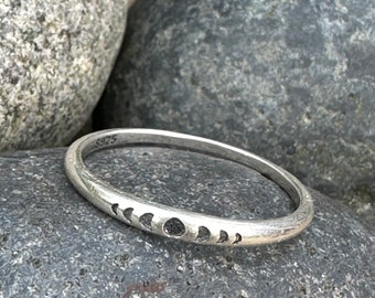 Mondring, Mondphasenring, Stapelring, schmaler Ring Sterlingsilber, Mond