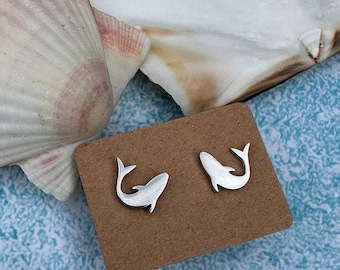 Whale stud earrings, stainless steel stud earrings, ocean, whale, diving, water sports
