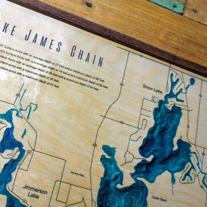 Lake James Chain, IN Custom Lake Depth Chart Map Topographic 
