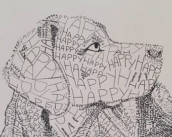 Custom letter portrait commission | A4 Original pen drawing, pets and people