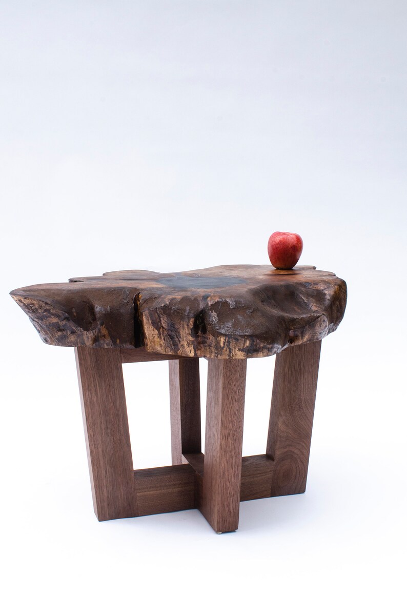 Walnut Side Table End Grain Live Edge Etsy