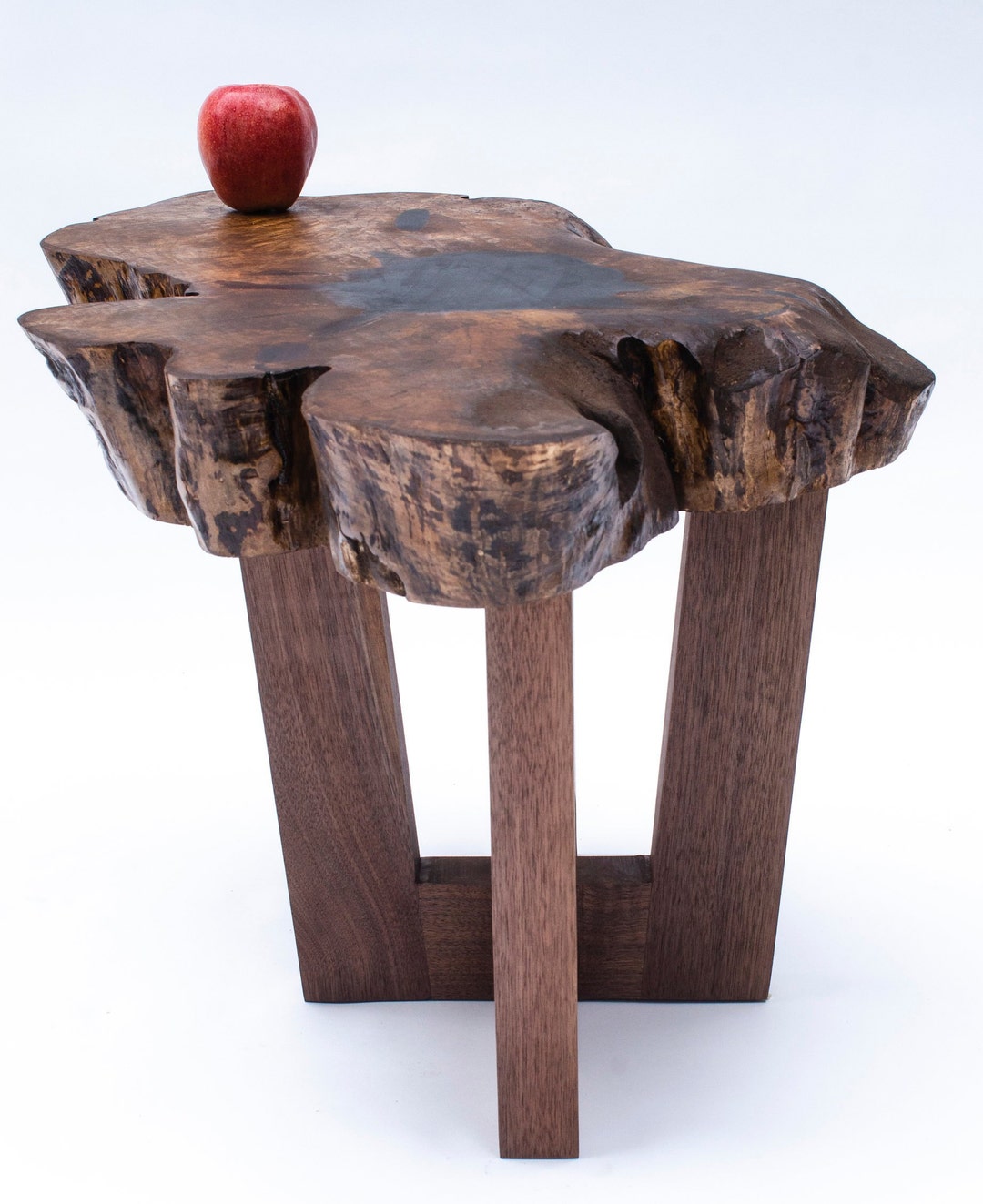 Walnut Side Table End Grain Live Edge Etsy