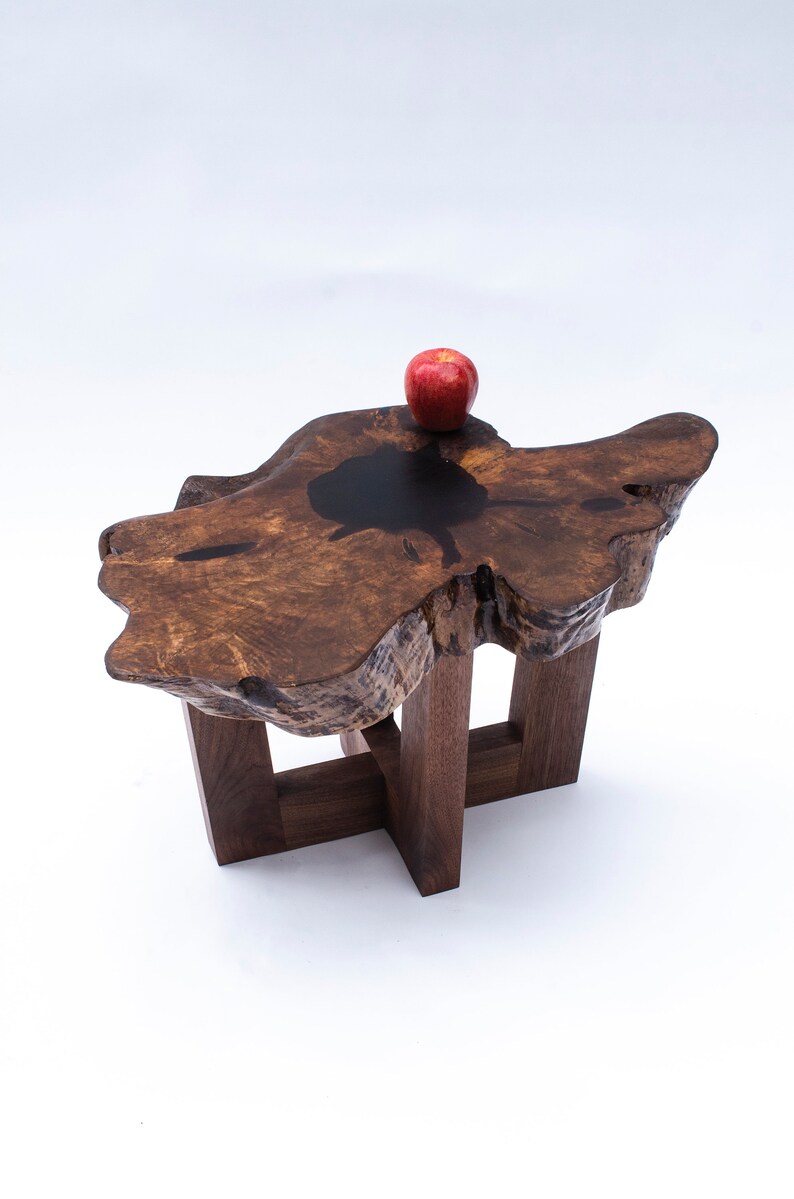 Walnut Side Table End Grain Live Edge Etsy