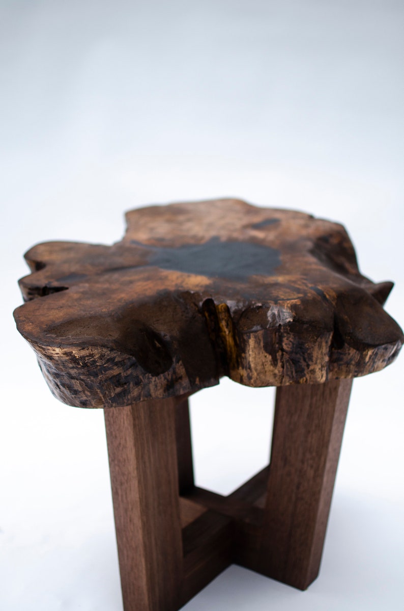 Walnut Side Table End Grain Live Edge Etsy