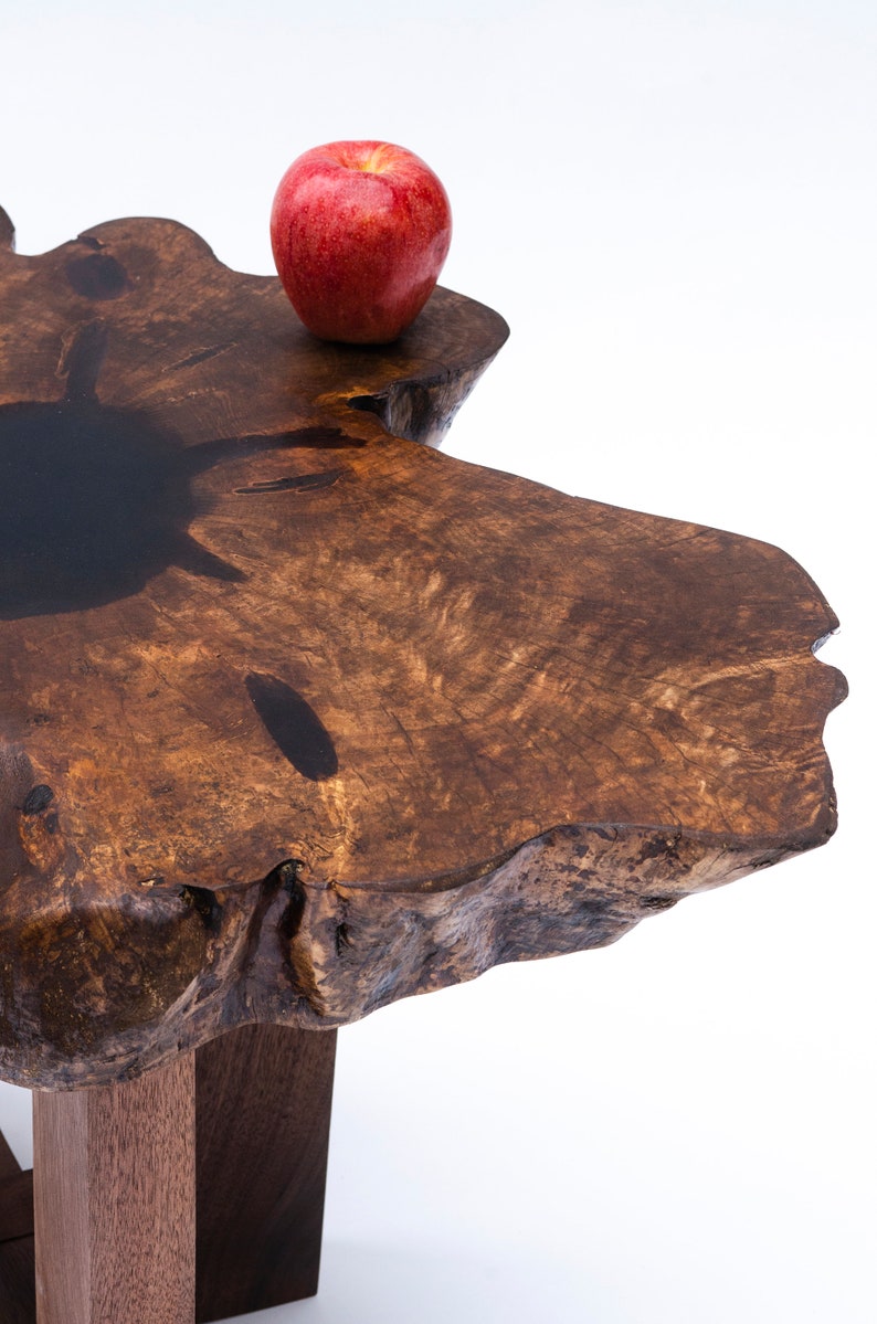 Walnut Side Table End Grain Live Edge Etsy