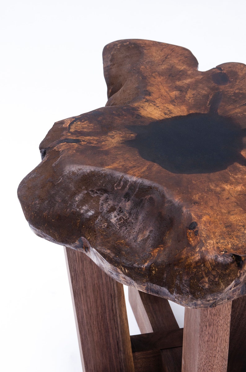 Walnut Side Table End Grain Live Edge Etsy