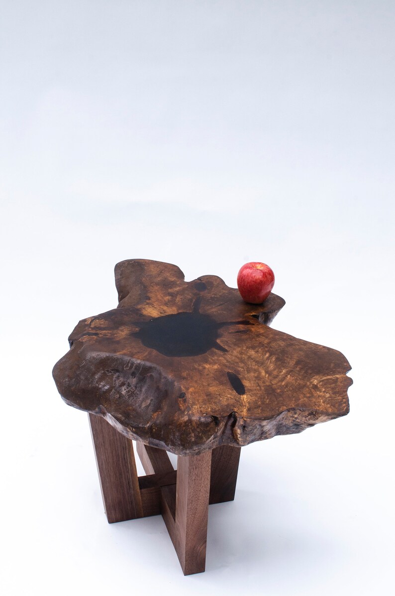 Walnut Side Table End Grain Live Edge Etsy