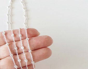 Delicate real silver layering necklace, solid flat beads design. only 5 necklaces available. 925 sterling silver, unique jewellery.