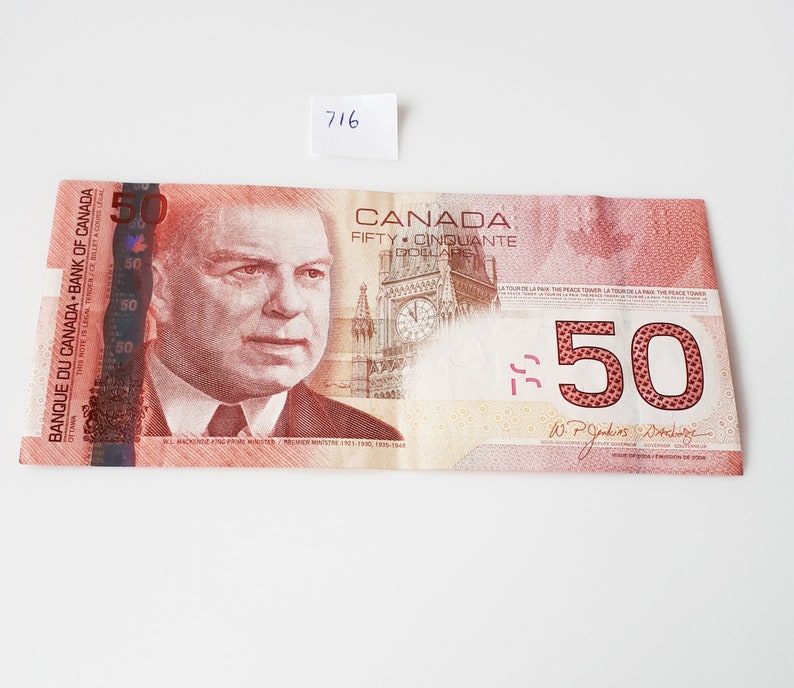 Genuine 50 Dollars Canadian Banknote Collectable Canadian Etsy