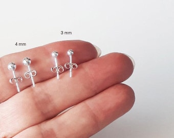 Real silver 3mm or 4mm or 6mm soomth ball Stud Earrings in 925 Sterling Silver (Real silver Stamped 925). every day earrings