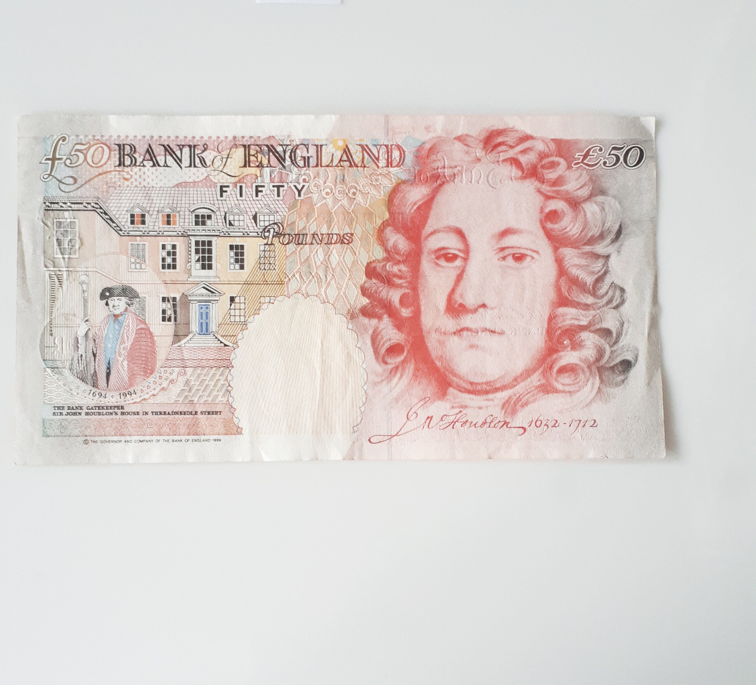 Genuine 50 GBP UK Pounds Banknote, Collectable British Pound