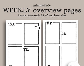 Minimalist Weekly planner pages