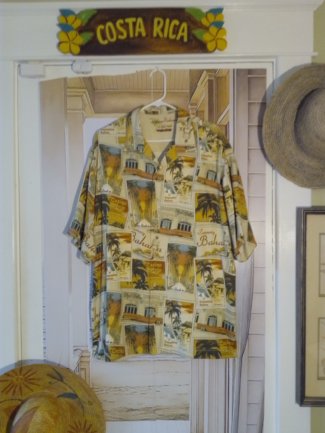 Tommy Bahama long-sleeved silk shirt, size M, men's silk black type Vintage Second Hand