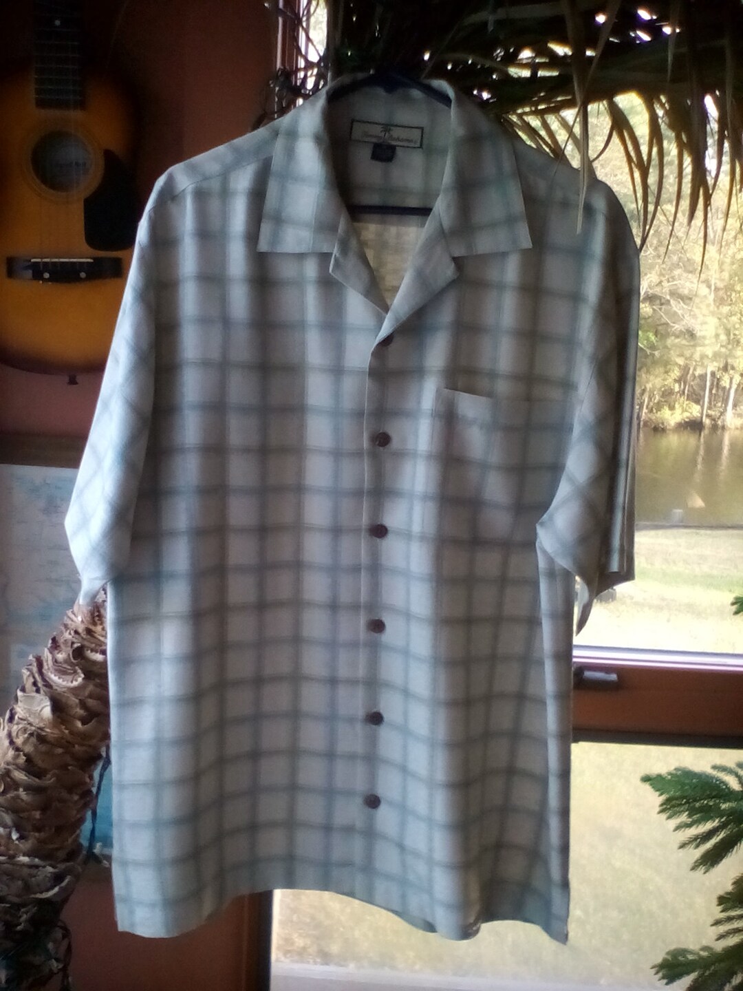 Tommy Bahama Men's Digital Palms Classic Fit Silk Shirt Black Size XXX-Large
