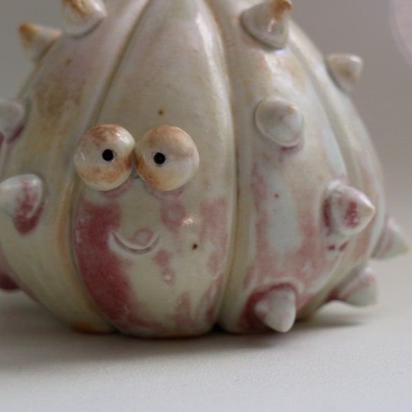 Dannie: Ceramic Sea Urchin Sculpture, Ceramic Fish Sculpture, Porcelain Anagama wood fire