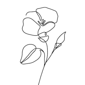 September Birth Flower One Line Art, Digital Download, Morning Glory Printable Art, September Birth Flower Digital Wall Art, DIGITALDOWNLOAD