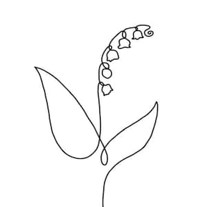May Birth Flower One Line Art, Digital Download, Lily of the Valley Printable Art, May Birth Flower Digital Wall Art, DIGITAL DOWNLOAD