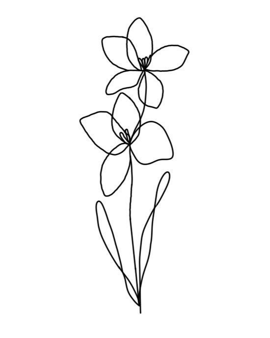 February Birth Flower One Line Art, Digital Download, Violet Printable ...