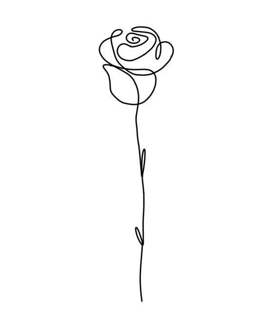 June Birth Flower One Line Art, Digital Download, Rose Printable Art ...