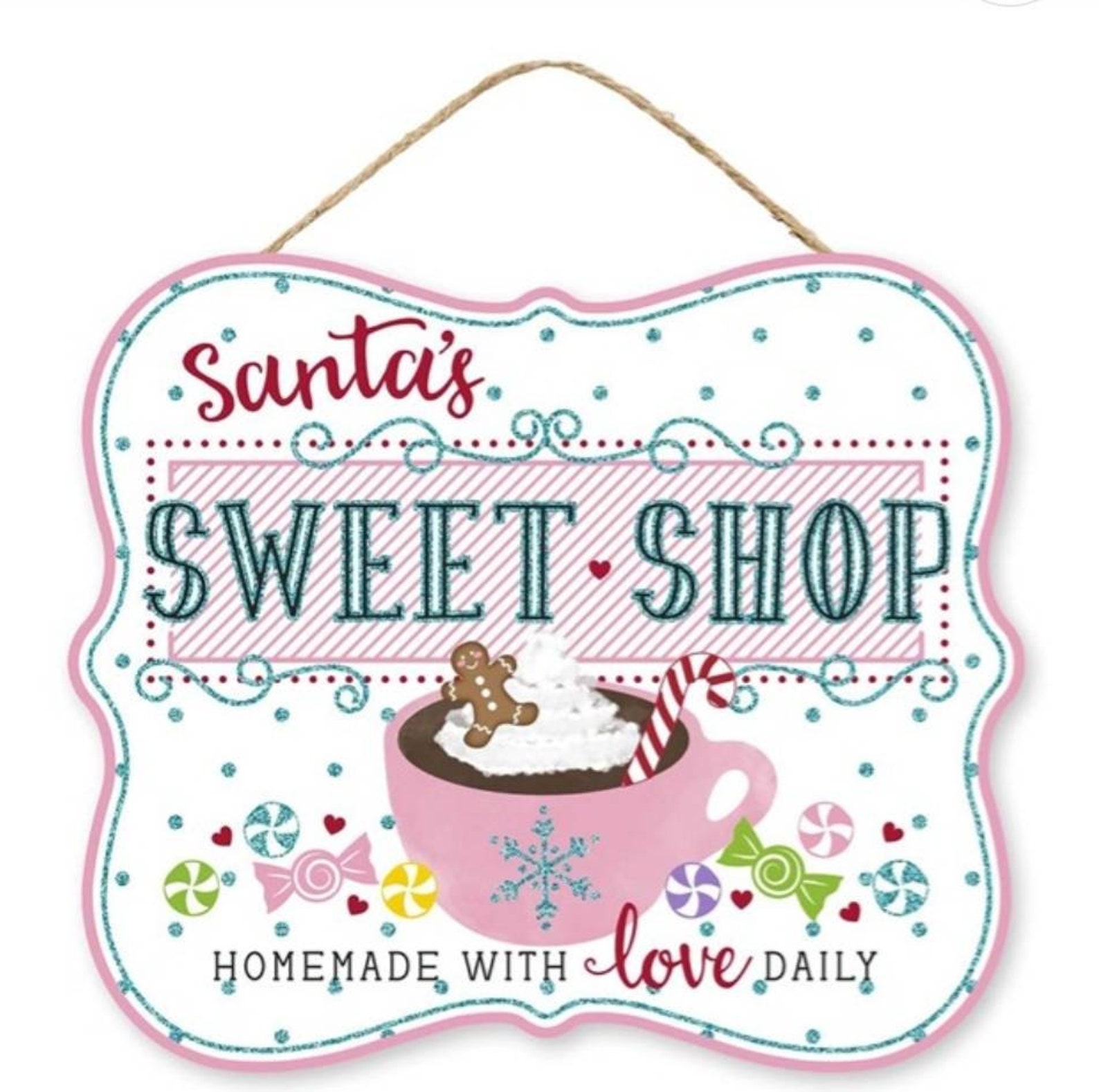 Santa's Sweet Shop Sign Candy Christmas Sign Wreath Etsy